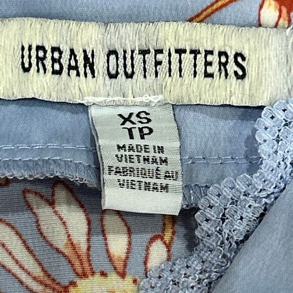Urban Outfitters Daisy Slip Dress XS – Blue Floral Ruffle Hem Mini Dress Y2K Sof - Picture 3 of 8
